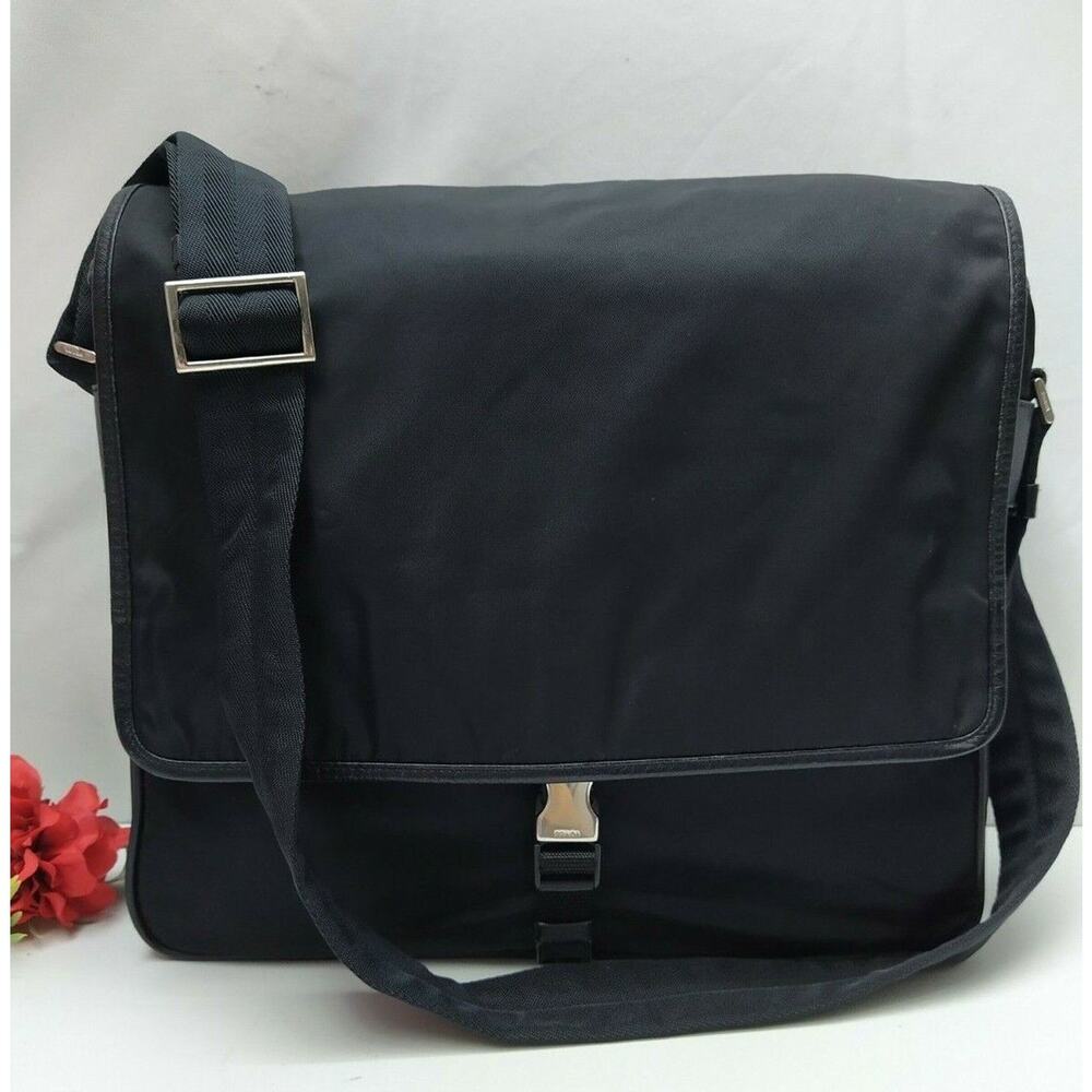 Prada Messenger Tessuto Black Nylon Large Crossbody Shoulder Bag - Made in Italy